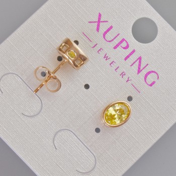 Xuping stud earrings with yellow crystal, diameter 8.5×6.5 mm, 18K gold plating