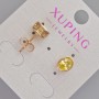 Xuping stud earrings with yellow crystal, diameter 8.5×6.5 mm, 18K gold plating