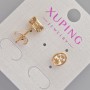 Xuping stud earrings with orange crystal, 8.5 × 6.5 mm, 18K gold plating