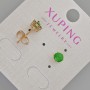 Xuping stud earrings with a green crystal, diameter about 6 mm, 18K gold plating