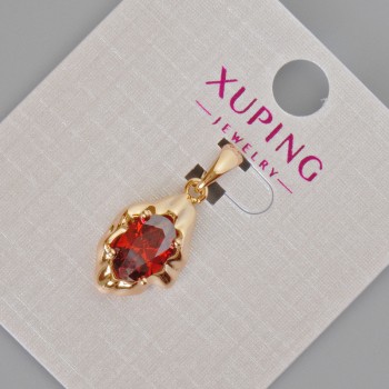 Pendant Xuping with Red Crystal, Diameter 24x11 mm, 18K Gold Plating