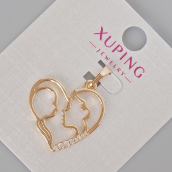 Кулон Xuping "Серце" з білими стразами, діаметр 28х21мм+- Позолота 18К