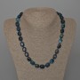 Blue agate necklace with natural stone, barrel beads 9×12 mm, length approximately 45 cm with clasp