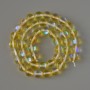 Opal glass beads, smooth ball, yellow transparent chameleon, 8 mm diameter, 38 cm length on thread