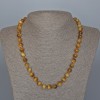 Yellow Cat's Eye Bead Necklace, Natural Stone, Smooth Beads, 8.5 mm Diameter, 45 cm Length, with Clasp