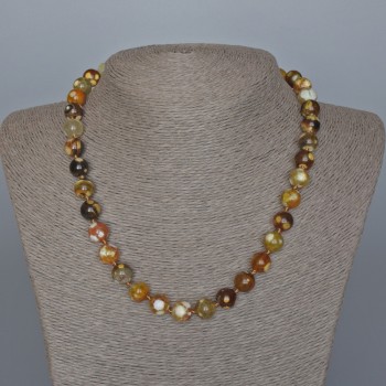 Yellow Agate Necklace with Smooth Beads, 10 mm Diameter, 48 cm Length