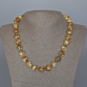 Yellow Agate Necklace - Smooth Bead, 12 mm Diameter, 47 cm Length