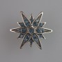 Star Brooch with Blue Crystals, Silvery Metal 26×26mm