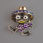 Frog Chona Brooch-Pendant with Purple Enamel, Golden Metal 30x27mm