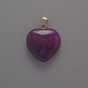 Purple Agate Heart Pendant, diameter 20×20×6 mm, length 28 mm ±