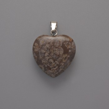 Heart Jasper Pendant, diameter 20x20x6 mm ±, length 28 mm ±