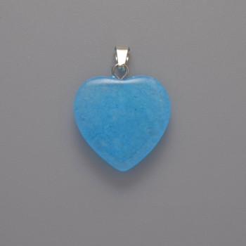 Heart Pendant with Aquamarine, 20×20×6 mm ±, length 28 mm