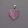 Pink Cat's Eye Heart Pendant, 20×20×5 mm, length 26 mm