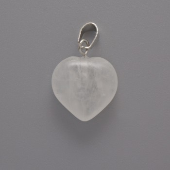 Heart Pendant with Mountain Crystal, diameter 15x15x6 mm ±, length 23 mm ±