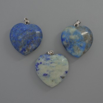 Azurite Heart Pendant, 25×25×9 mm diameter, length 33 mm (+/-)