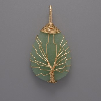 Jade pendant in golden plating, diameter 44×24×9 mm+