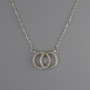 Pendant on a chain in silver-colored metal, diameter 13x17 mm, thickness 1 mm + -, length 40–45 cm +