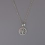 Pendant 'Tree' on a chain, silver-toned metal, diameter 11 mm, thickness 1 mm + -, length 40–45 cm +