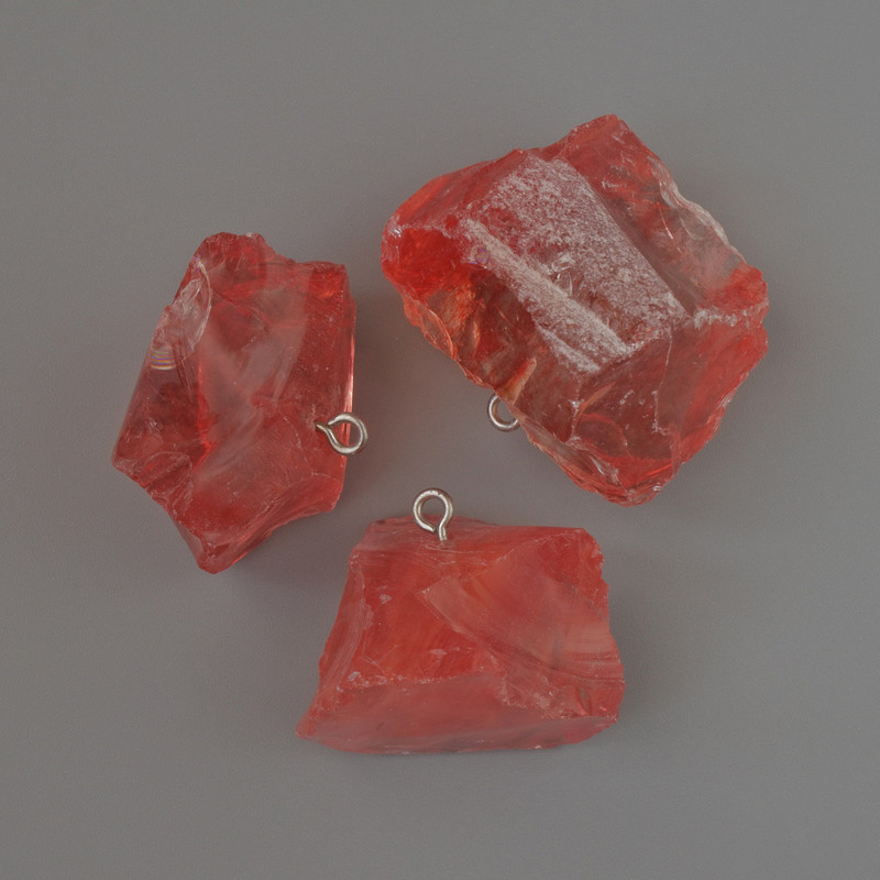 Pendant with unpolished chalcedony stone, sizes 20x29 to 27x34 mm, assorted