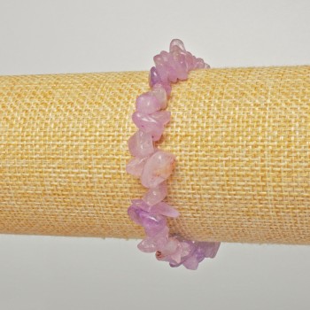 Bracelet with tinted purple quartz chips, 6×4 mm diameter, length 18 cm (stretch)