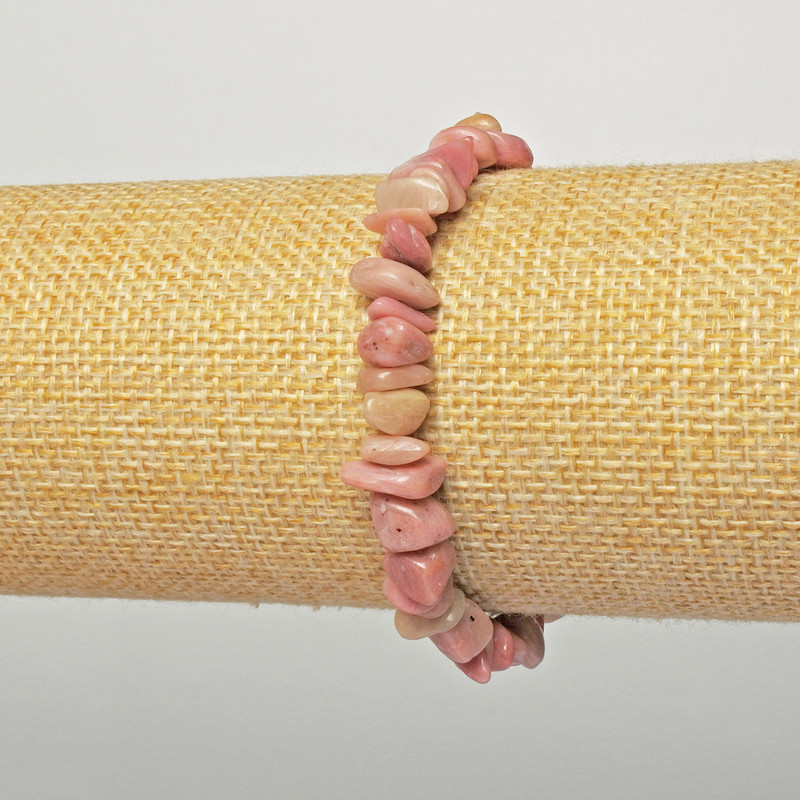 Bracelet Rhodonite natural stone granules, 6×4 mm, length 18 cm, stretch