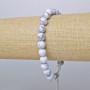 Cacholong Bracelet (man-made) Smooth Beads, 8 mm Diameter, 19–24 cm Length, Silver-Toned Clasp