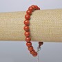 Red Jasper Bracelet (polished) smooth bead, diameter 8.5 mm, adjustable length 19-24 cm, silver clasp