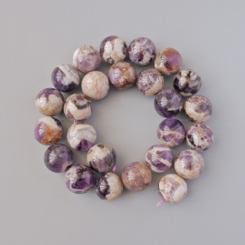 Amethyst beads, natural stone smooth round beads, diameter 16mm +/-, length 40cm +/- on thread