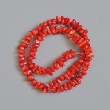 Natural Coral Beads, Cylindrical, 10x5 mm diameter, 42 cm length, on beading thread