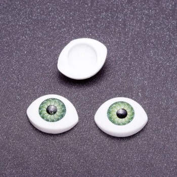 Fittings 'Live Eyes' - green pupil, 8 mm diameter, 16×12 mm, faceted, 20 pairs