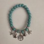 Turquoise Bracelet (synthetic) smooth beads, 8 mm diameter ± with silver inserts, length 18 cm ± (stretch)