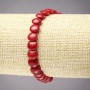 Natural Coral Bracelet with Coin Beads, 8mm diameter, 18cm length +/- (stretch)