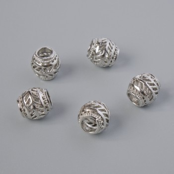 Bead insert findings, diameter 7×7 mm, hole diameter 3.3 mm, silver metal color, 1 pc