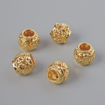 Bead insert finding, 6x7 mm, hole diameter 3.3 mm, gold-tone metal, 1 pc