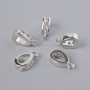 Pendant base with white rhinestones, silver-tone metal, approx. 11x3 mm, 1 pc