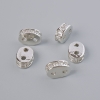 Separator bead for two strands with white crystals, silver-colored metal finish, diameter 8x3 mm, 1 pc