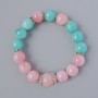 Bracelet Rose Quartz and Amazonite (artificial acrylic), bead diameter 12.5 mm, length 18 cm ± (stretch) with metal inlays