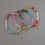 Assorted Bracelet with Smooth Beads, 6.5 mm Diameter, 18 cm Length, Stretch, with Metal Inserts