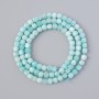 Aquamarine beads, natural gemstone, faceted cube, 4mm diameter ±, 39cm length ± on thread