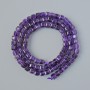 Amethyst beads, natural stone, faceted cube beads, 4mm diameter, 38cm length on thread