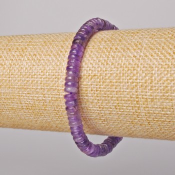 Natural Amethyst Bracelet, smooth rondelle beads, diameter 6×2 mm, length 18 cm +/- (stretch)