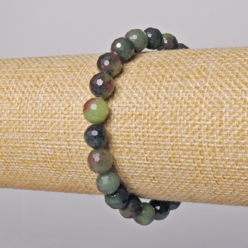 Zoisite Natural Stone Bracelet with Faceted Beads, 8 mm Diameter ±, 18 cm Length ± (Stretch)