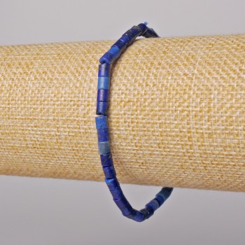 Lapis Lazuli Bracelet, natural stone, faceted 4×4 mm, length 18 cm, stretch