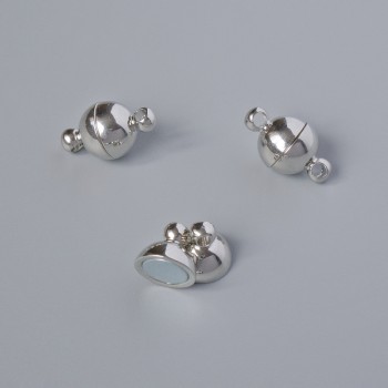 Magnetic clasp hardware, diameter 14×8 mm, silver-colored metal, 1 pc