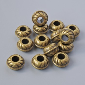 Bead-insert finding, 9x5.5 mm, hole diameter 3.6 mm, pack of 14 pcs ± bronze metal color