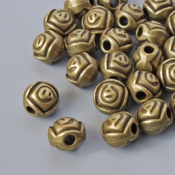 Bead-insert finding 'Rose', bronze-colored metal, diameter 7x6.5mm, hole diameter 2mm, pack 28 pcs ±