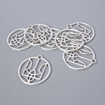 Фурнітура підвіска "Герб", діаметр 26, 5х25мм, діаметр отвору 1, 9мм, фас. 7шт+- сріблястий колір металу