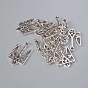 Фурнітура підвіска "Герб", діаметр 25х15мм, діаметр отвору 2, 1мм, фас. 7шт+- сріблястий колір металу