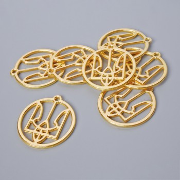 Фурнітура підвіска "Герб", діаметр 26, 5х25мм, діаметр отвору 1, 9мм, фас. 7шт+- золотистий колір металу