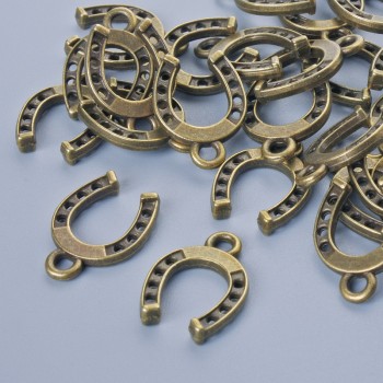Pendant hardware 'Horseshoe', dimensions 15x11 mm, hole diameter 1.9 mm, packaging 24 pcs ± bronze-colored metal